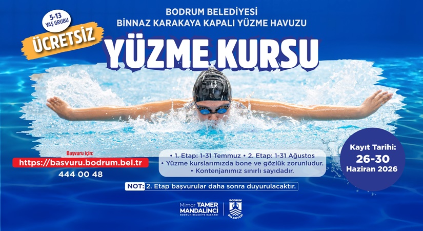 Bodrum Belediyesinden Çocuklara Ücretsiz Yüzme Kursu
